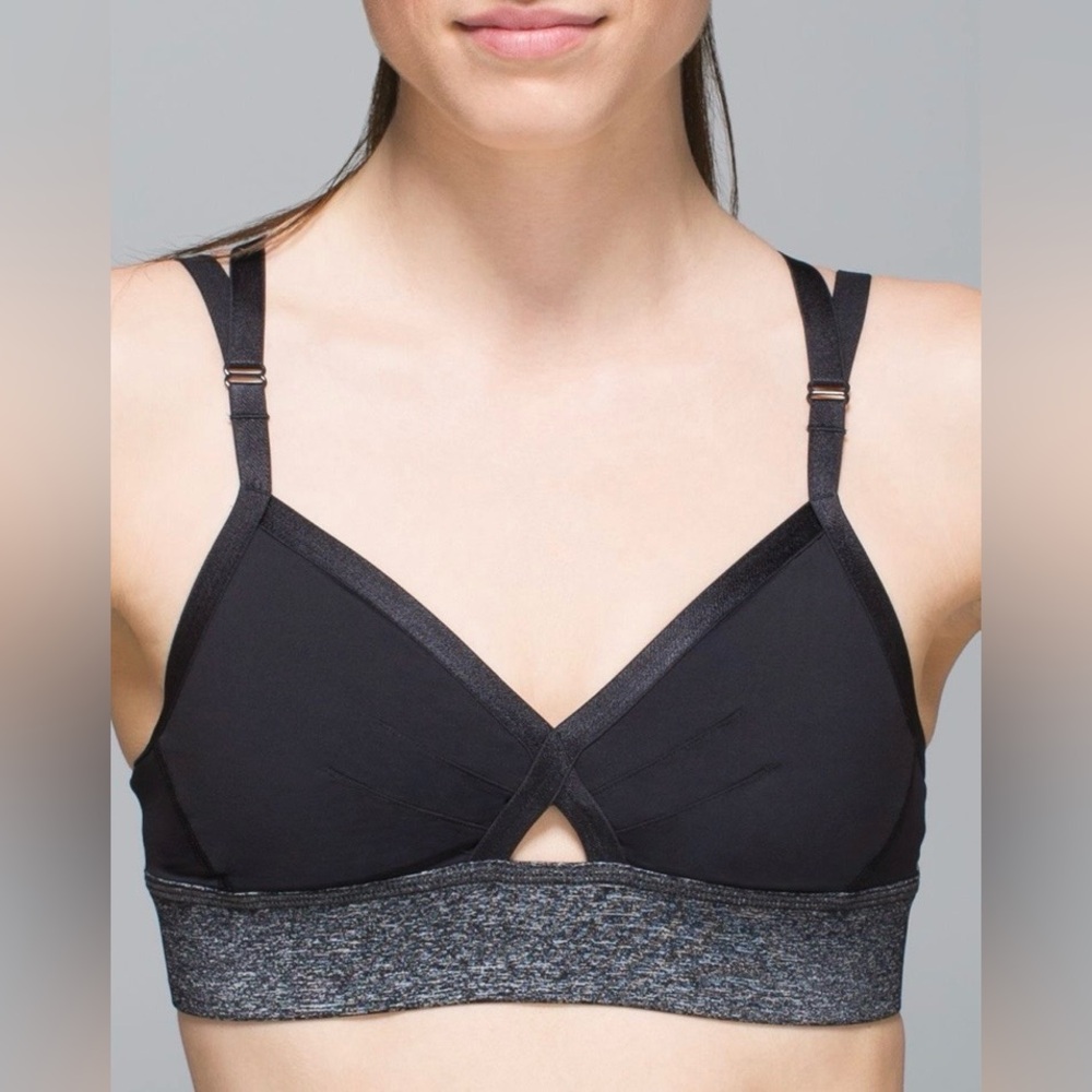Lululemon If You're Lucky Bra, Black and Heathered Black, 10 - Picture 2 of 14